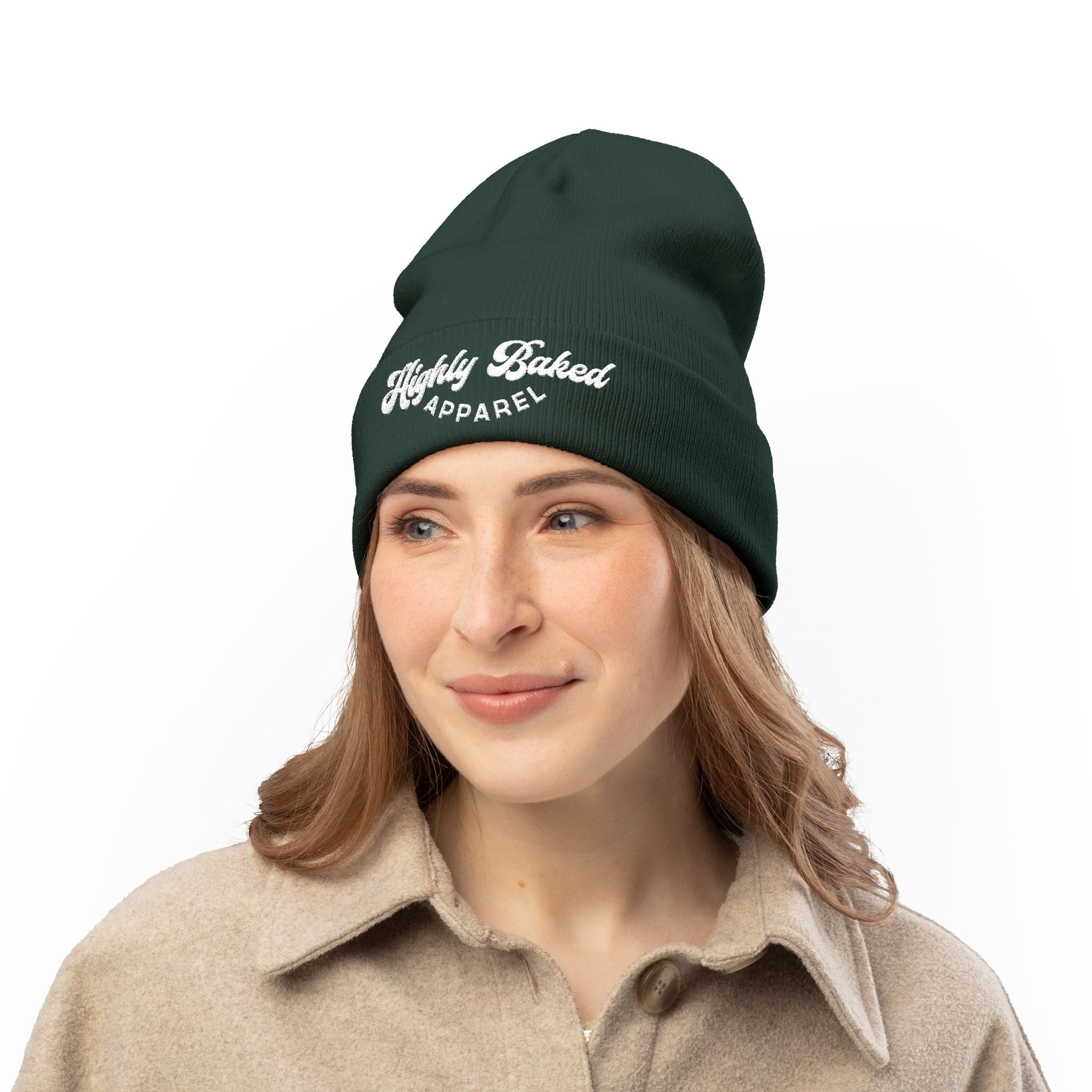 Highly Baked Original - Knit Beanie (Embroidery) (Green)
