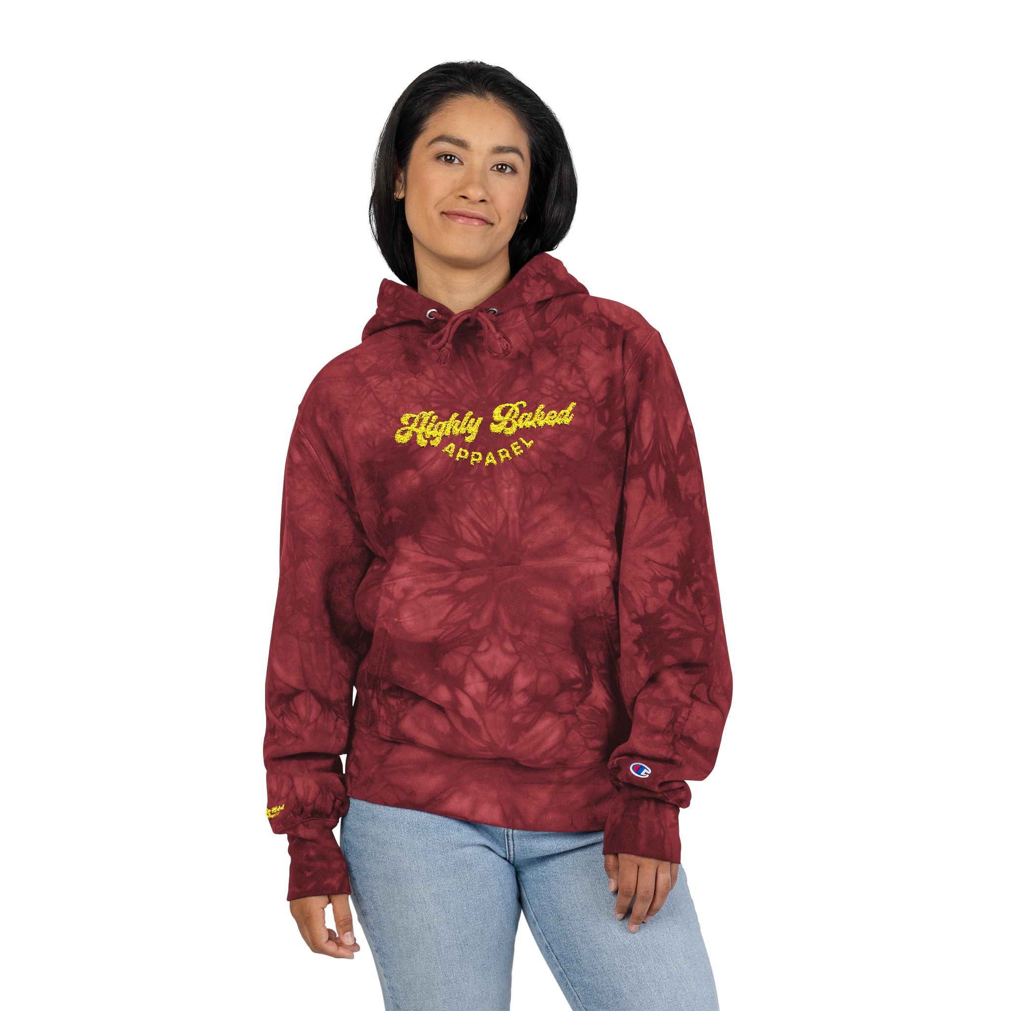 Limited Edition Highly Baked Champion Tie-Dye Unisex Hoodie (Embroidery)