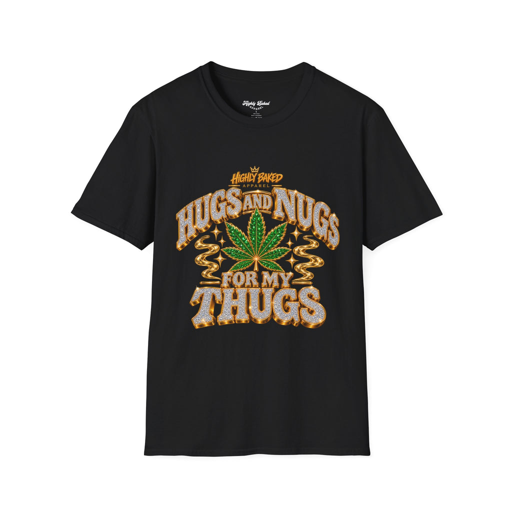Hugs and Nugs T-Shirt — Retro Cannabis Leaf Graphic Tee