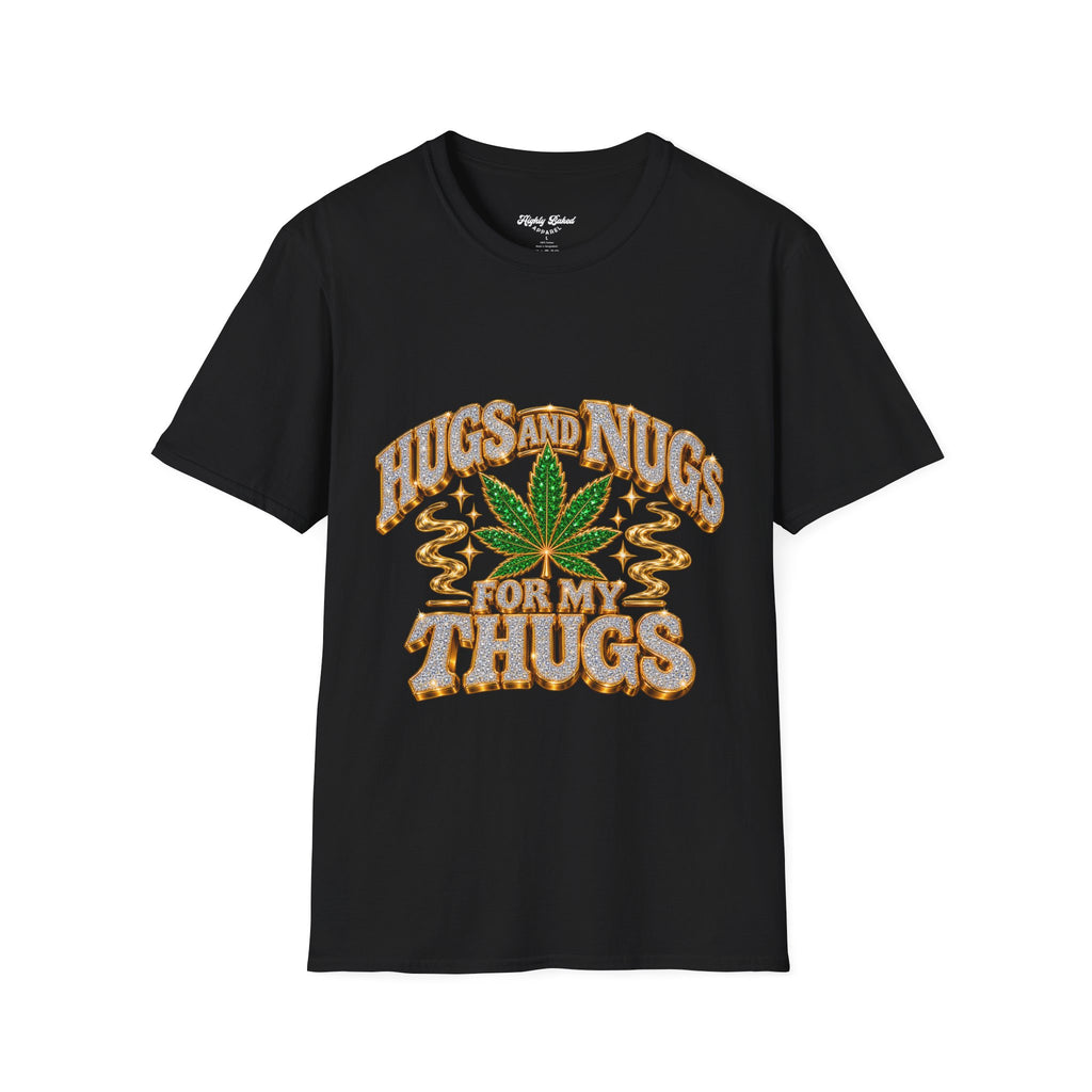 Hugs and Nugs T-Shirt — Retro Cannabis Leaf Graphic Tee